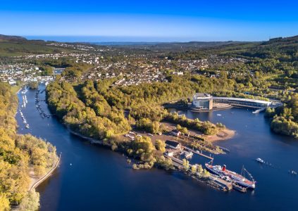 Aerial view of Balloch, Loch Lomond