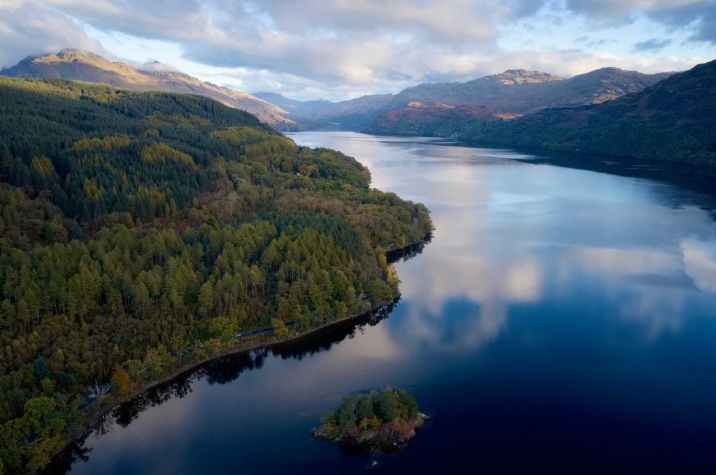 A view looking up Loch Lomond in Scotland