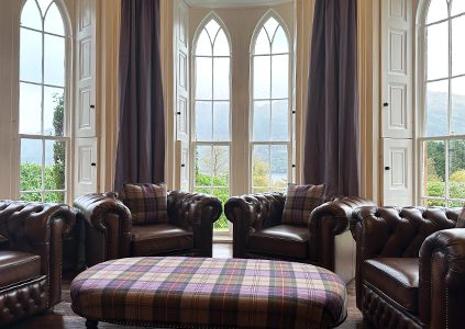 The lounge in Stuckgowan House by Loch Lomond