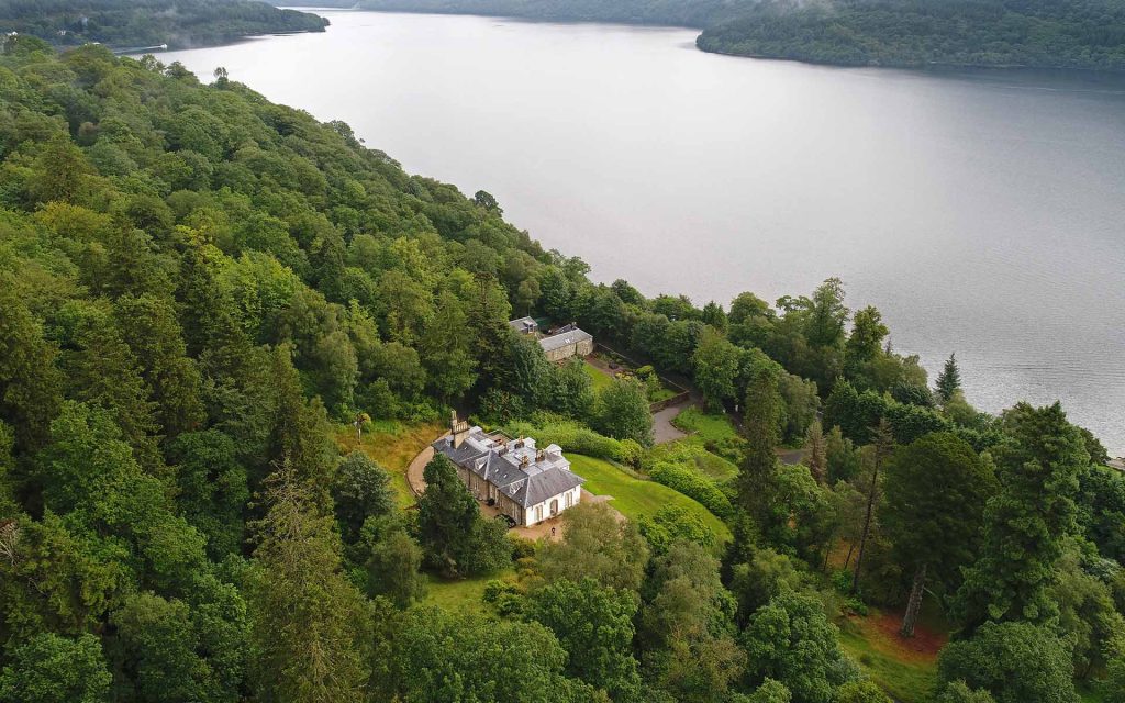 Aerial view of Stuckgowan House by Loch Lomond