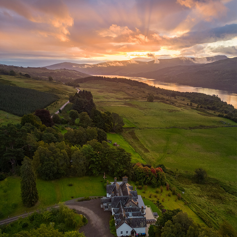 An aerial view of Loch Tay from Stucktaymore