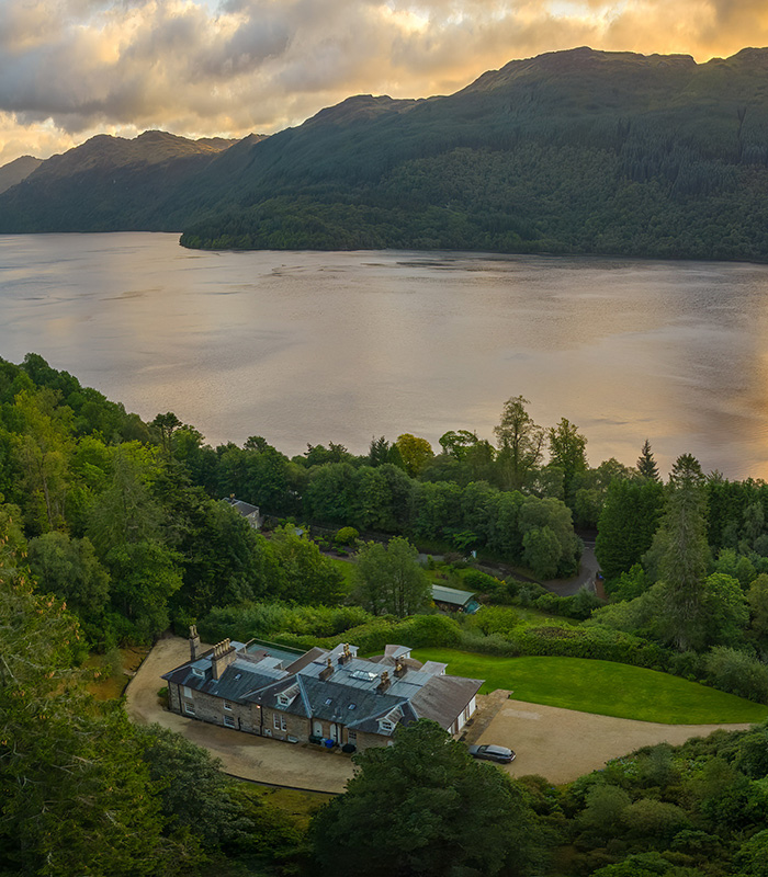 A view of Stuckgowan house by Loch Lomond