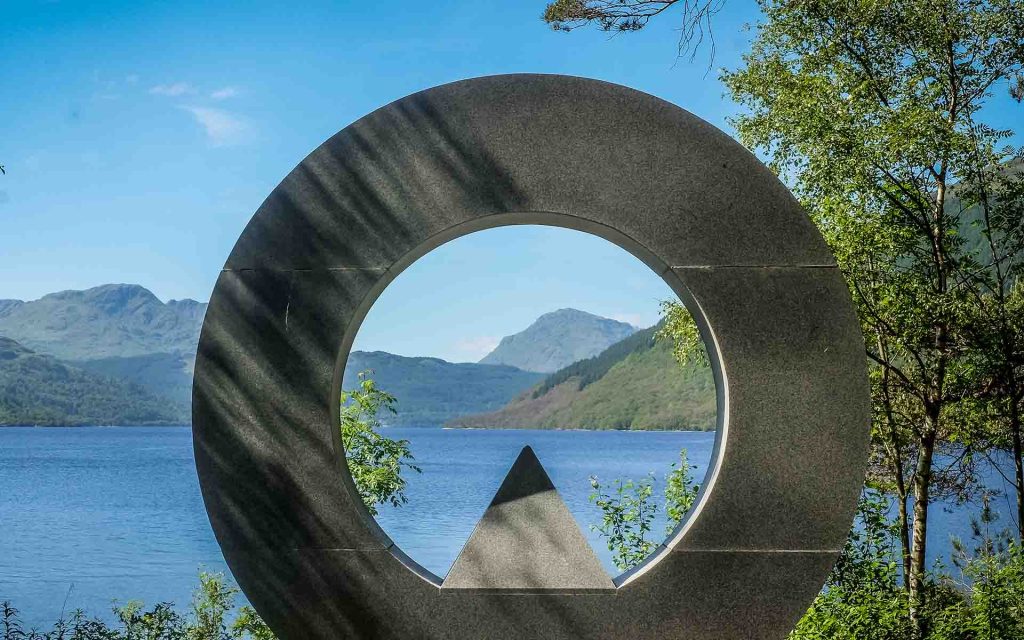 Round Ben Lomond sculpture by Loch Lomond.
