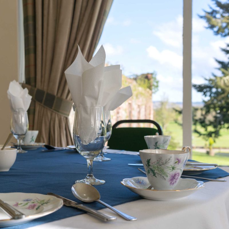 Table set with views of Buchanan Castle