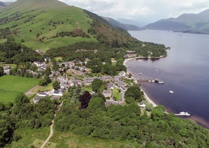 Aerial image of Luss on the banks of Loch Lomond
