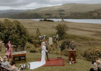 Outdoor wedding ceremony at Stucktaymore