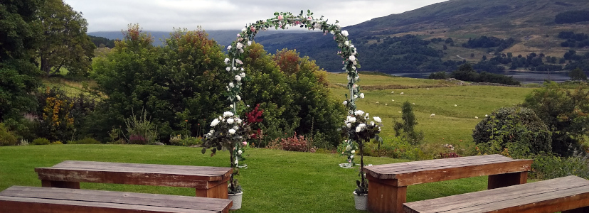 Wedding arch with flowers at Stucktaymore