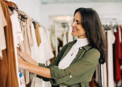 Woman shopping in a clothes store