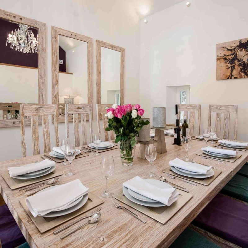 Large dining table at Stuckdarach holiday home in Scotland