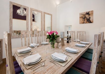 Large dining table at Stuckdarach holiday home in Scotland