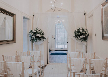 Indoor ceremony set up at Stuckgowan House