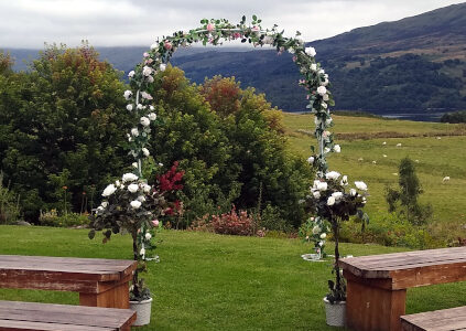 Wedding arch with flowers at Stucktaymore