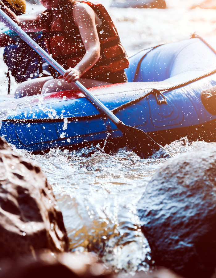 Close up of raft and paddle